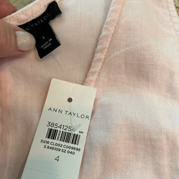 🌸NWT - ANN TAYLOR LINEN BLEND V-NECK WRAP DRESS - Picture 5 of 13